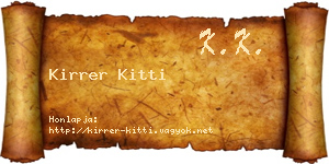 Kirrer Kitti névjegykártya